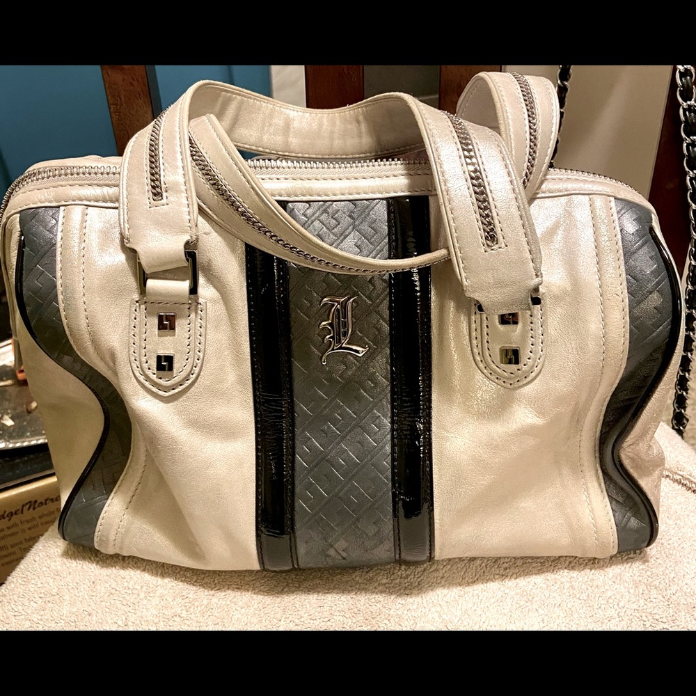 L.A.M.B frosted Love Capri speedy  bag